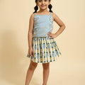 Side Print Flower Sky Skirt Suit Girls ( R-392 )