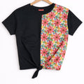 Plain & Side Print Black T-shirt- Girls ( R-323 )