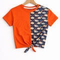 Plain & Side Print Orange T-shirt- Girls ( R-322 )