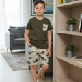 Dinosaur Print Mehndi White Nicker Suit Boys ( R-515 )