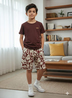 Simple Mahroon Cotton Nicker Suit Boys (R-400 )
