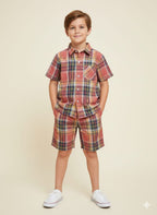 Multi Check Carrot Casual Nicker Suit Boys ( R-554 )