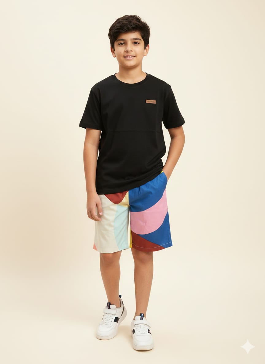 Simple Black Cotton Nicker Suit Boys ( R-476 )