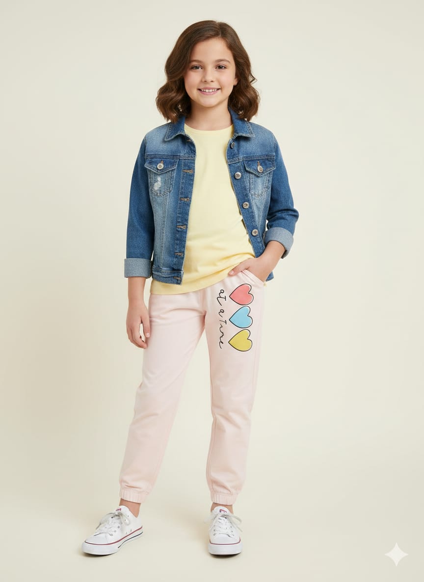 Three Heart Peach Cargo Trouser Girls ( R-454 )