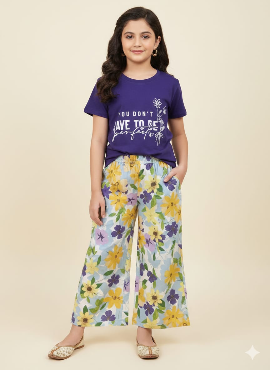 Have To Be Perfect Purple T-Shirt & Flapper Girls ( R-498 )