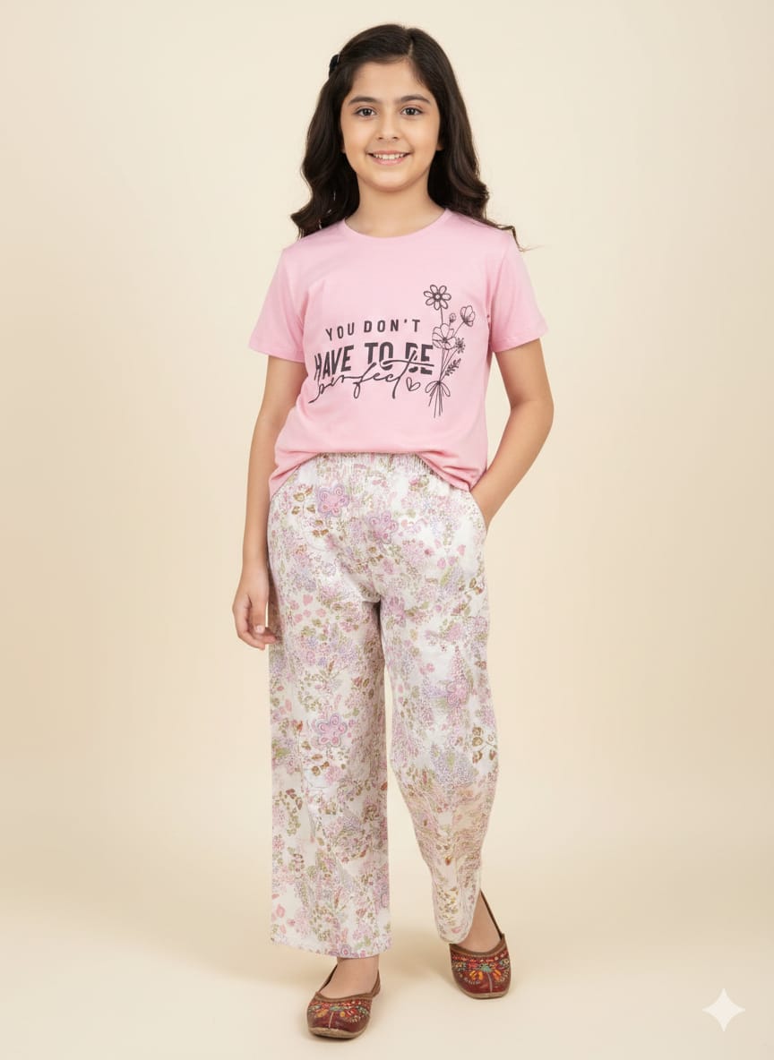 Have To Be Perfect Baby Pink  T-Shirt & Flapper Girls ( R-498 )