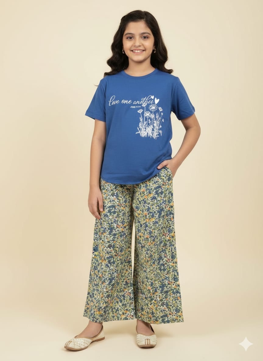 Love One Another Royal Blue T-Shirt & Flapper Girls ( R-550 )