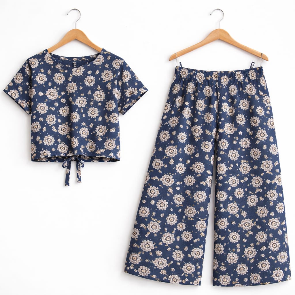 White Flower Half sleeve Navy Skate Fish Girls ( R-522 )