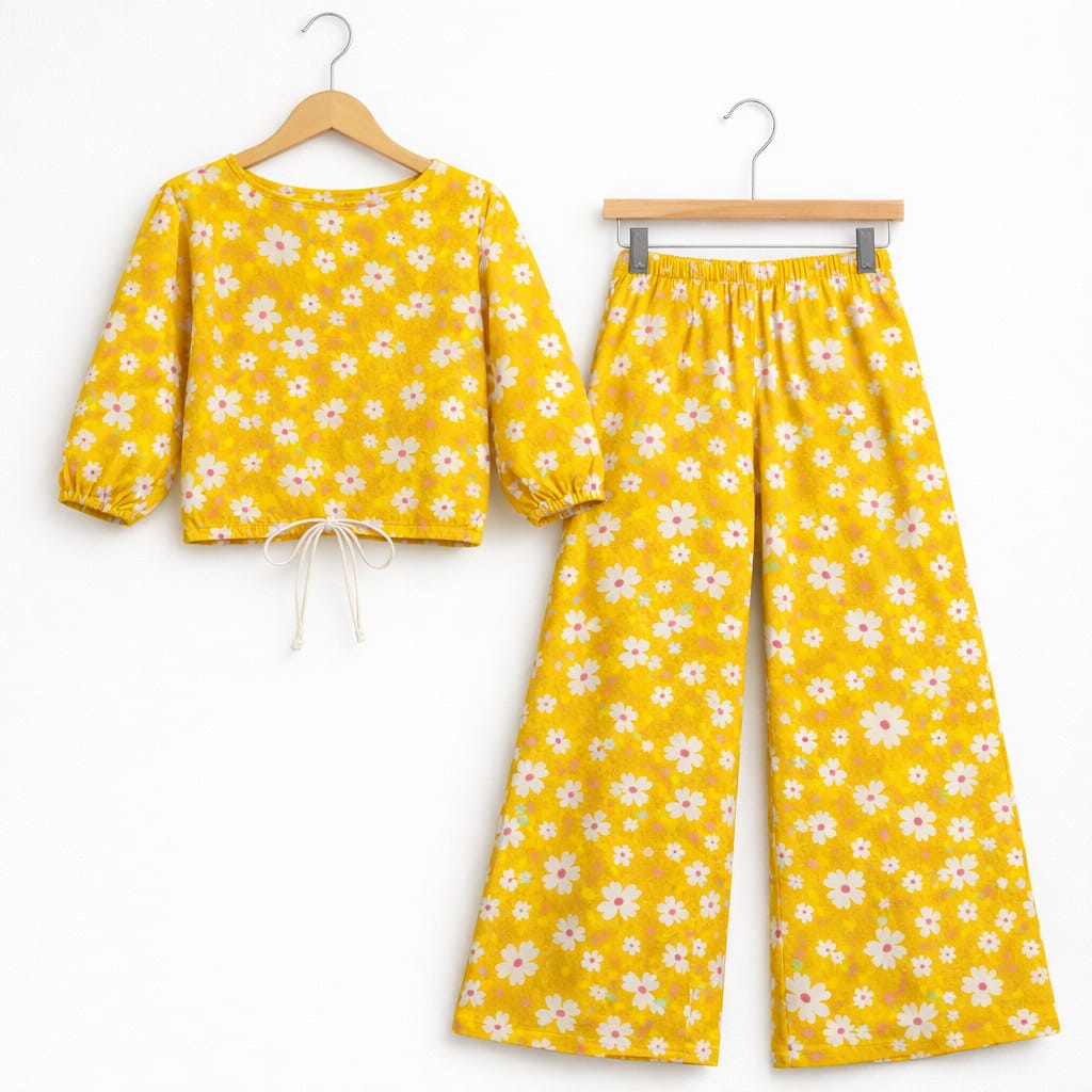 Sun Flower All Over Print Full Sleeve Yellow Skate Fish Girls ( R-522 )