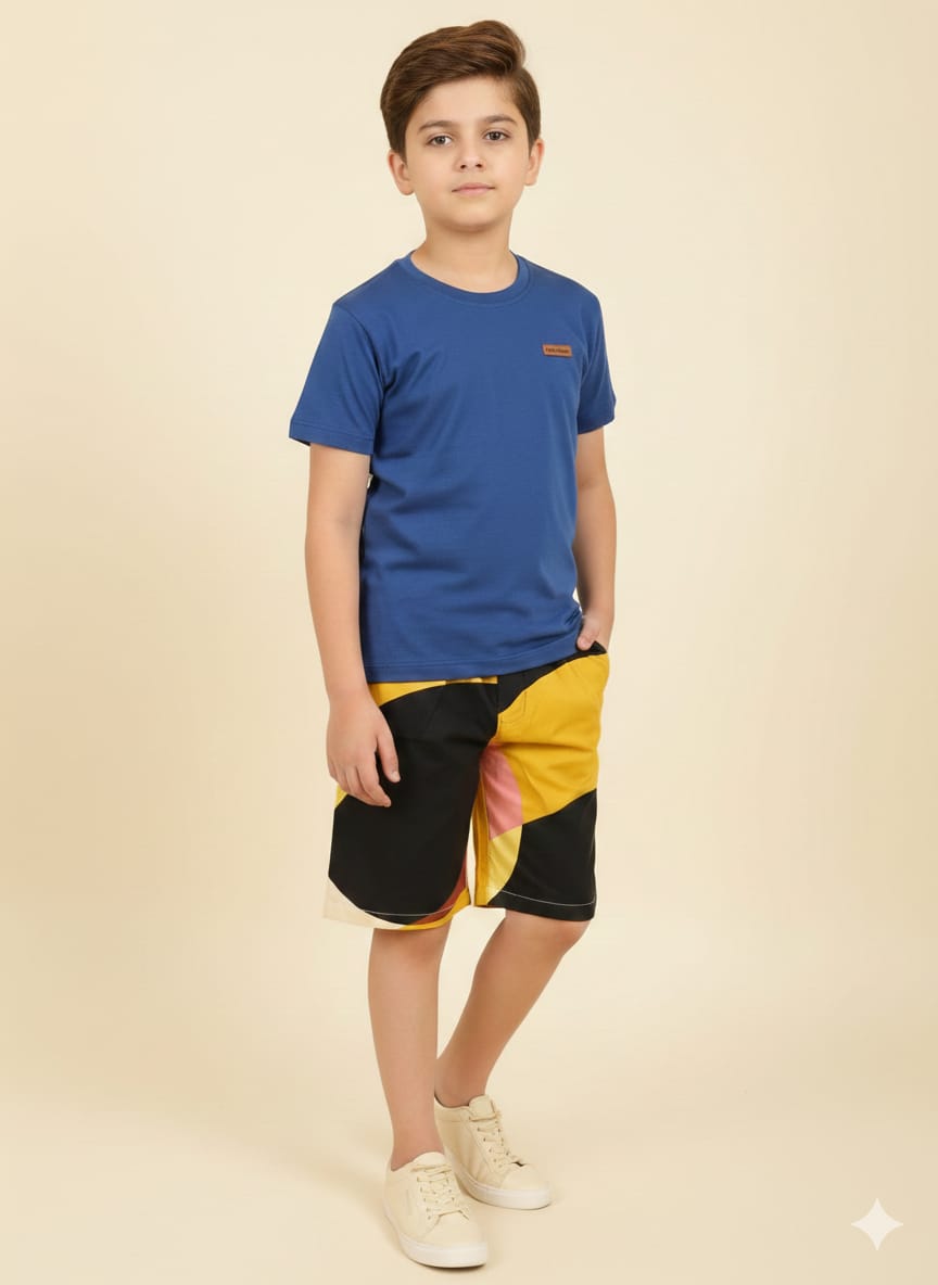 Simple Royal Blue Cotton Nicker Suit Boys ( R-476 )
