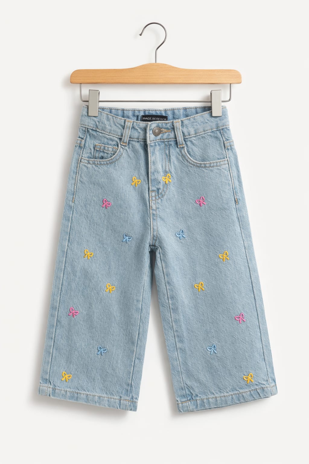 Bow Embroidery Sky Blue Jeans Girls ( R-537 )