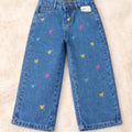 Bow Embroidery Mid Blue Jeans Girls ( R-289 )