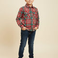 Both Side Pocket Multi Red Casual Shirt Boys ( R-366 N )
