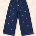 Bow Embroidery Dark Blue Jeans Girls ( R-280 )