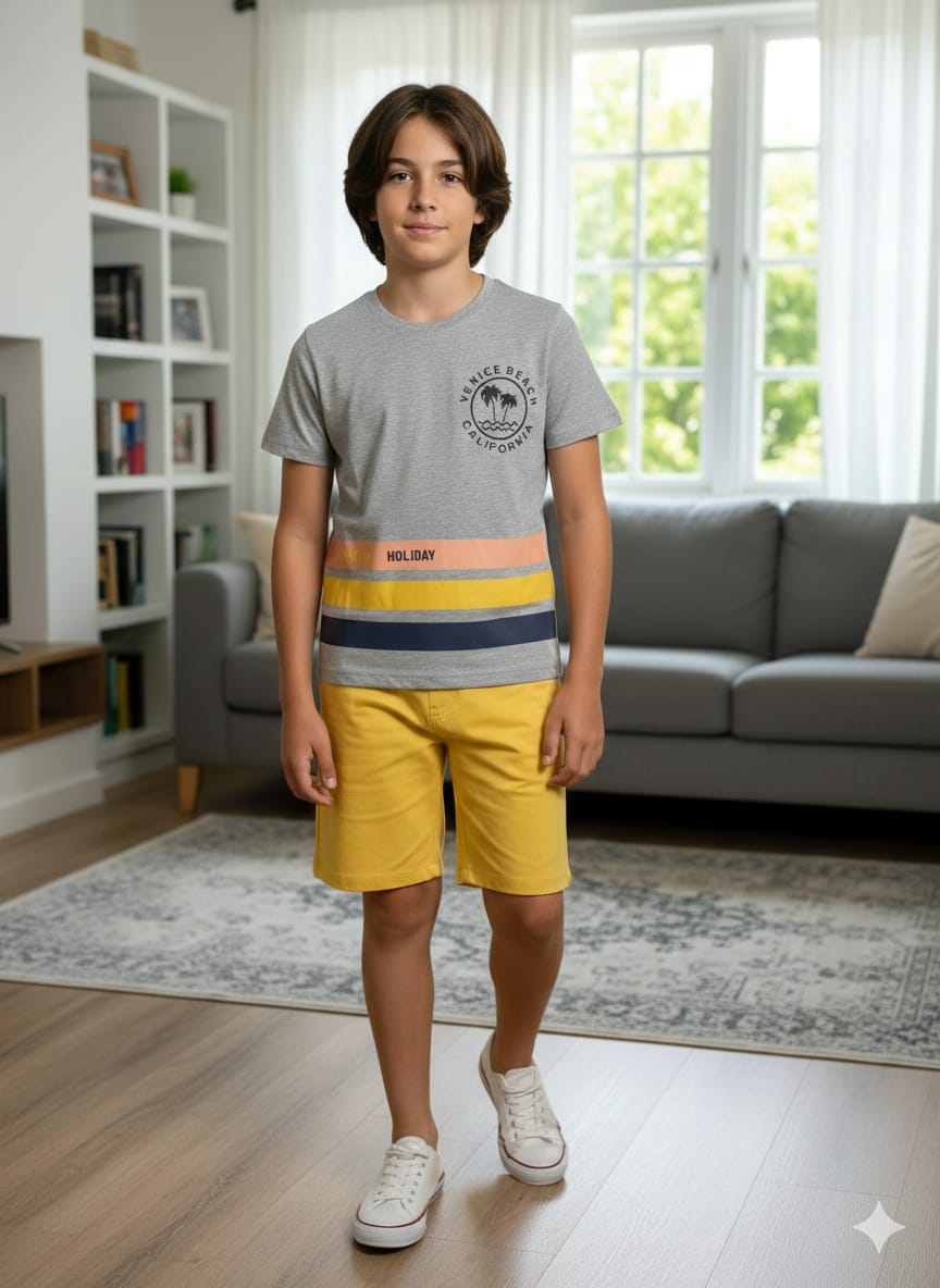 Beach California Oatmeal Yellow  Nicker Suit Boys
