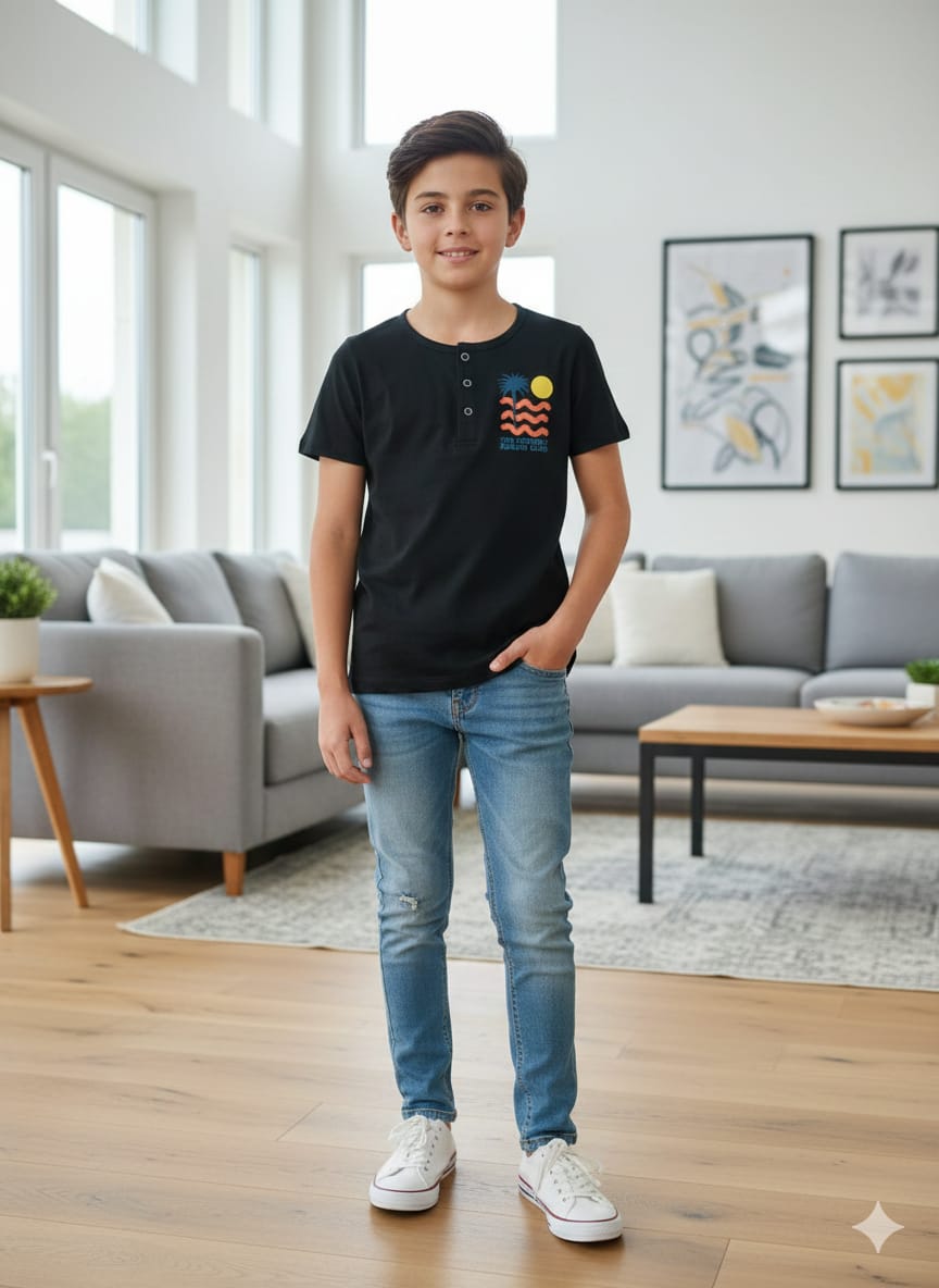 Beach Friend Black T-Shirt Boys