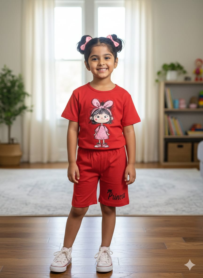 Princes Red Nicker Suit Girls ( R-399 )