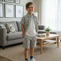 Car Printing White Casual Nicker Suit Boys ( R-446 )