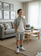 Car Printing White Casual Nicker Suit Boys ( R-446 )