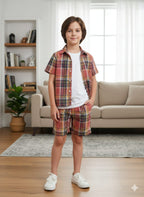 Multi Check Carrot Casual Nicker Suit Boys ( R-554 )