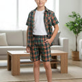 Multi Orange Check Casual Nicker Suit Boys ( R-469 )