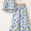 Blue Parrot Flower Sleeveless White Pairs- Girls ( R-500 )