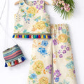 Sky Flower Sleeveless Cream Pairs- Girls ( R-322 N )