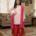 Fancy Peach Gharara 3 Pcs Suit Girls