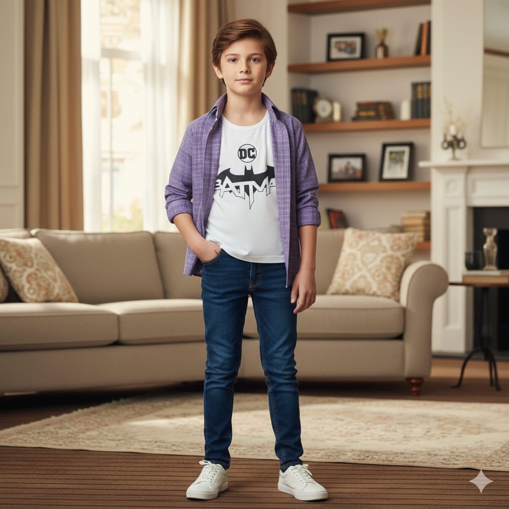 Dc White Inner Full Sleeve Purple Check D/Casual Shirt