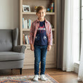 Spiderman Navy Inner Full Sleeve Peach Check D/Casual Shirt ( R-371 )