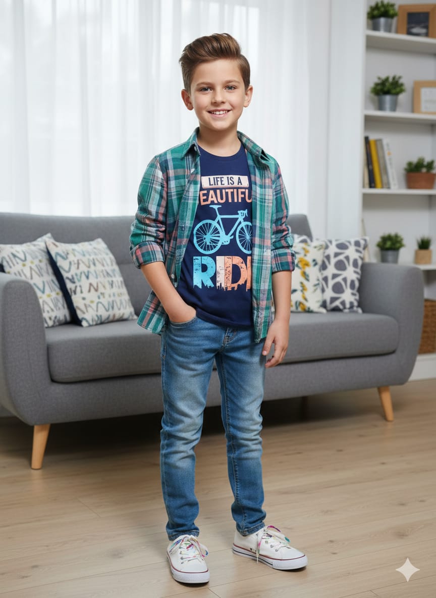 Ride Black Inner Multi Check Full Sleeve D/Casual Shirt(R 465)