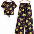 Yellow  Pink Heart Print Half sleeve Black Skate Fish Girls ( R-456 )