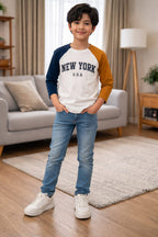 New York  Contrace Arms White T-Shirt Boys ( R-64-73 )