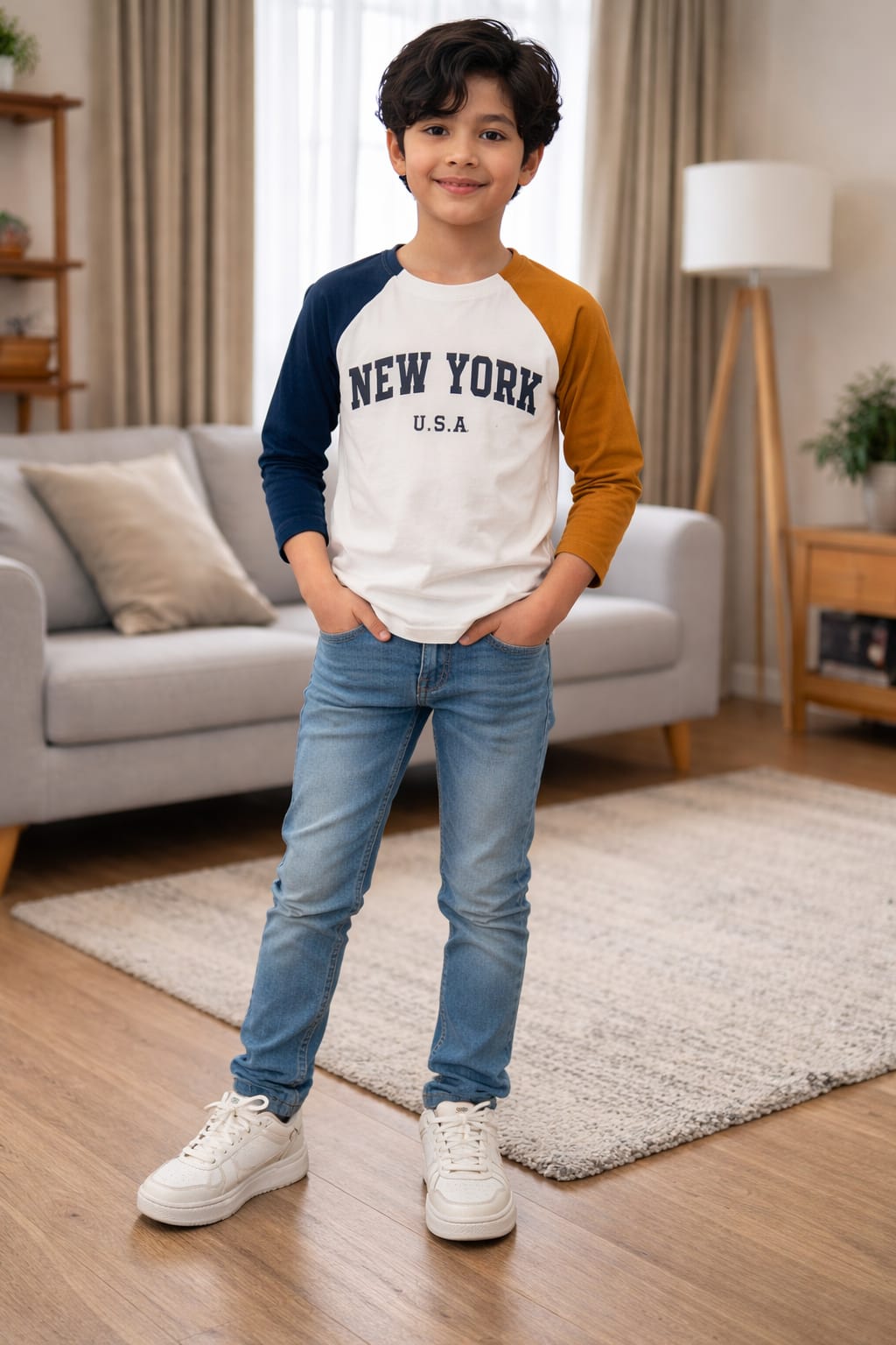 New York  Contrace Arms White T-Shirt Boys ( R-64-73 )