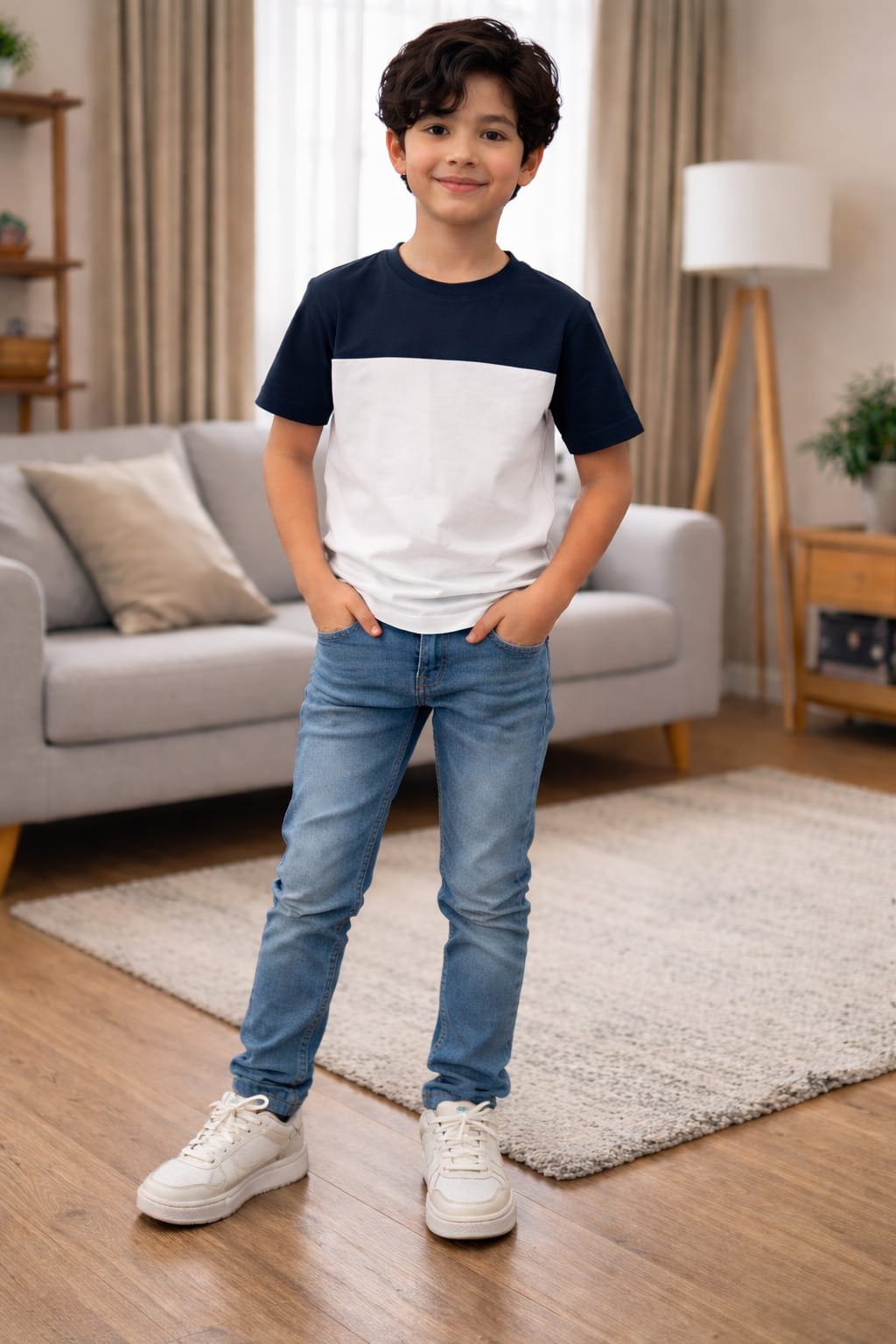 Navy Penal White T-Shirt Boys