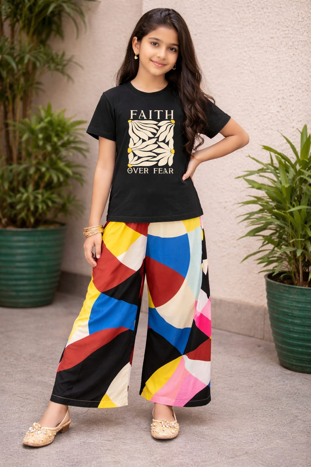 Faith Over Black T-Shirt & Flapper Girls ( R-136 )