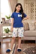 Bow Logo Royal Blue Nicker Suit Girls ( R-549 )