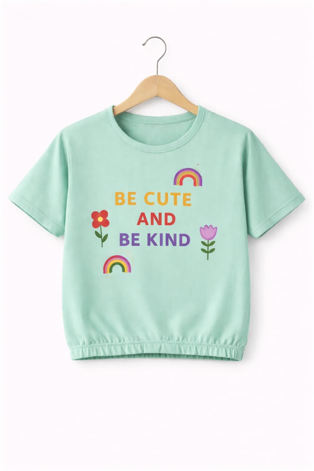 (Short Length)Be Cute Be Kind Sky T-Shirt Girls ( R-111,497 )