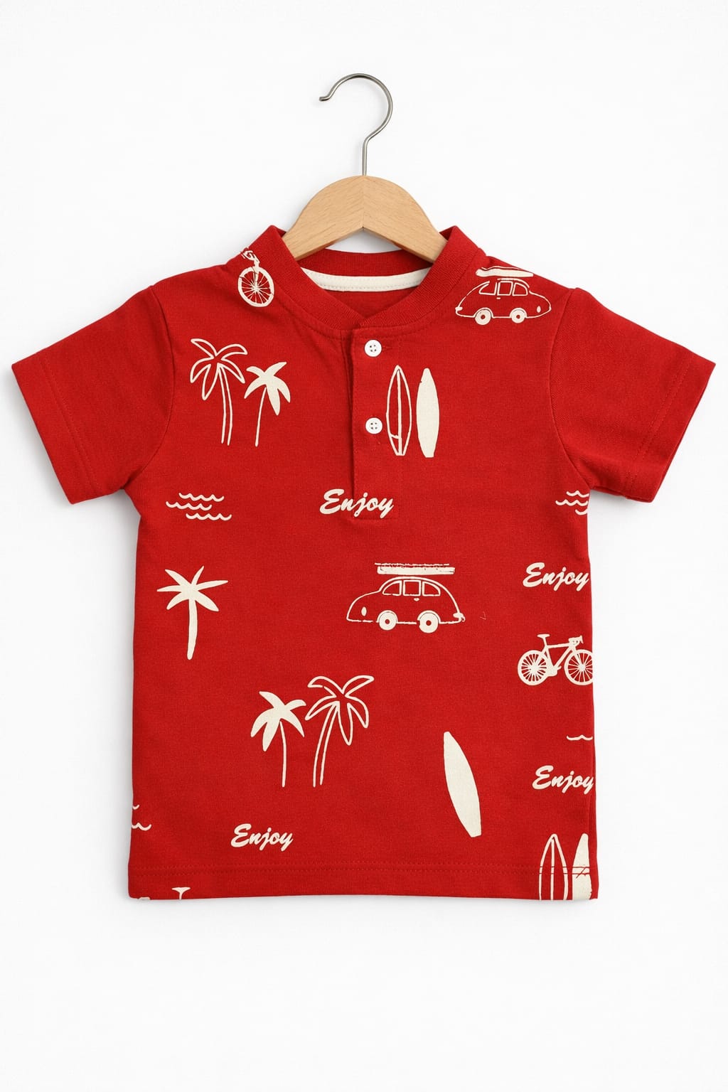 Enjoy Red Henley Polo T-Shirt Boys