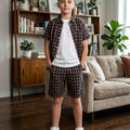 Navy Red Check Casual Nicker suit- Boys( R-478,458 )