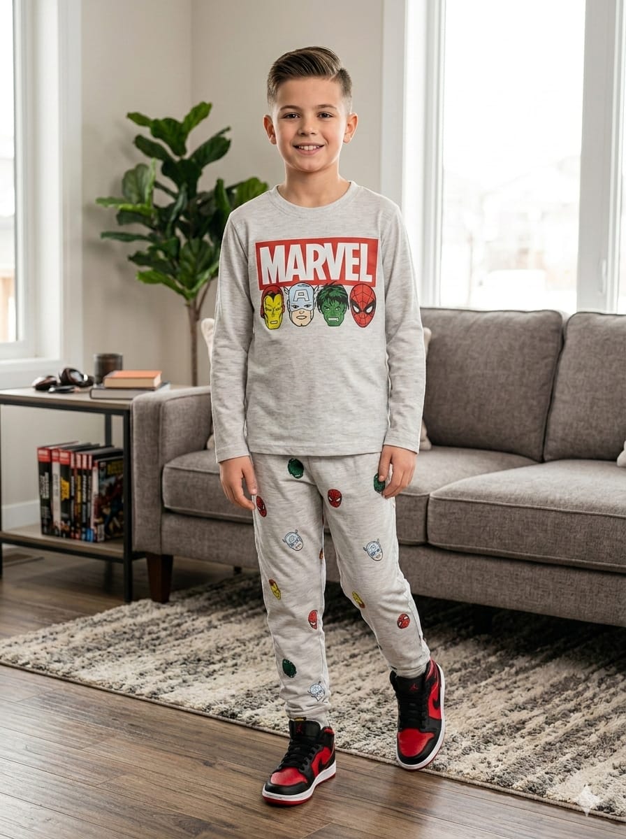 Marvel Oatmeal Trouser Shirt Boys ( R-516 )