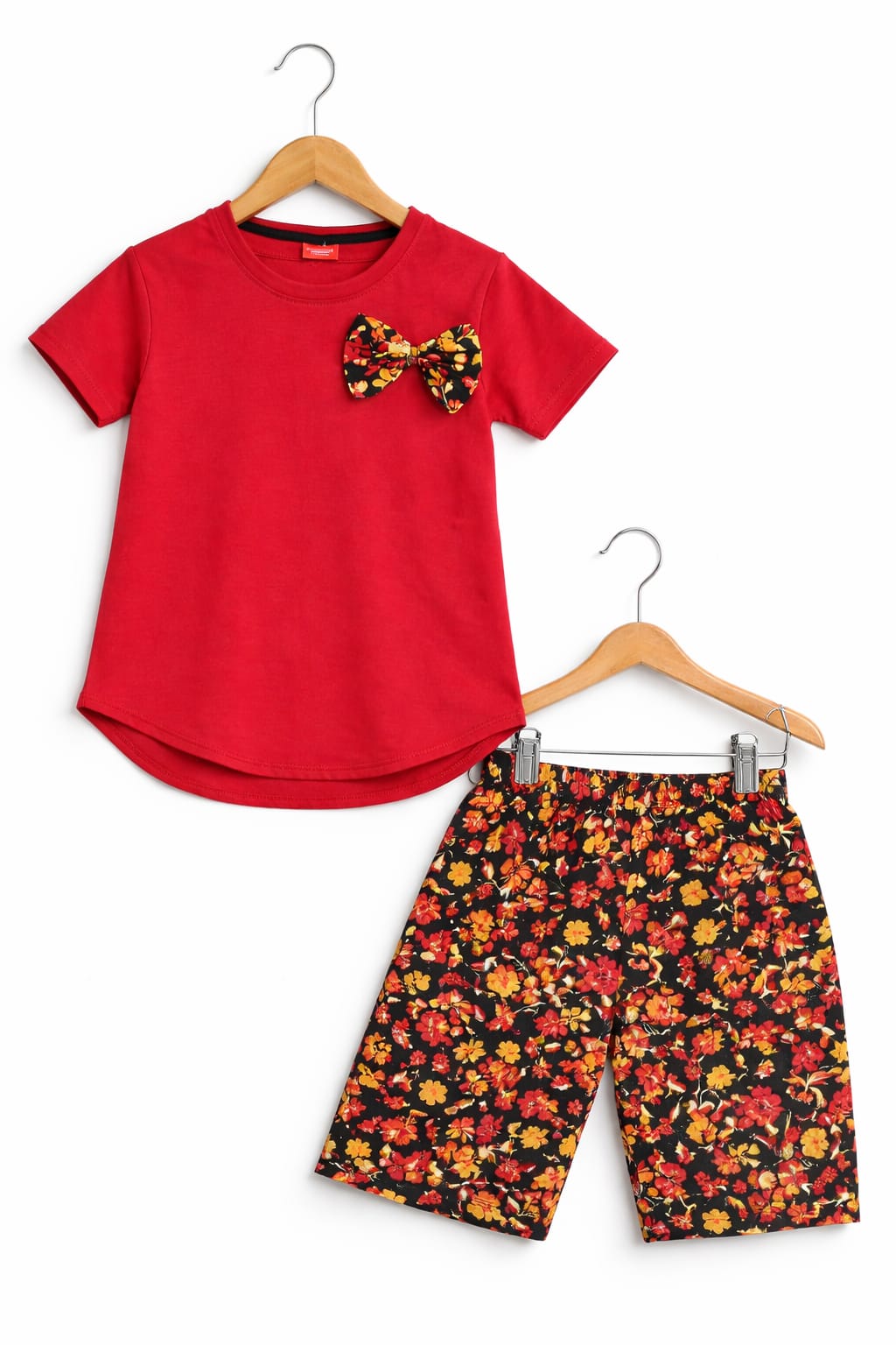 Bow Logo Red Nicker Suit Girls ( R-192 )