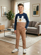 Bear Smile Full Sleeve Brown Trouser Shirt Boys