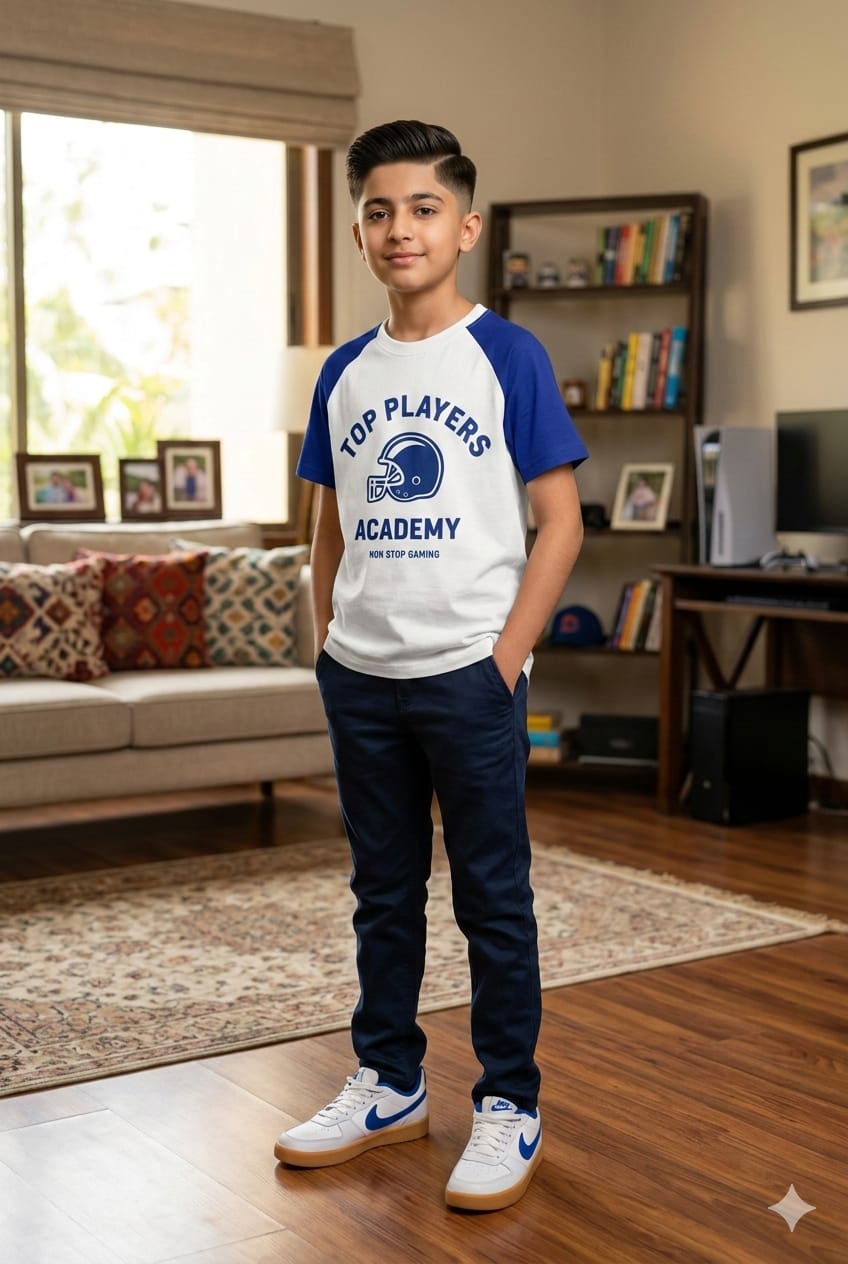 Top Player Half Sleeve White T-Shirt Boys ( R-38 )