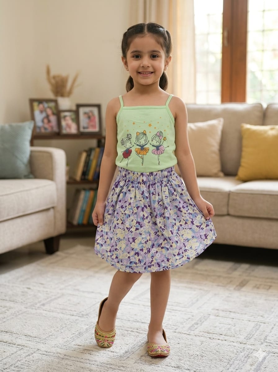 Dance With Doll Light Green Skirt Suit Girls ( R-174 )