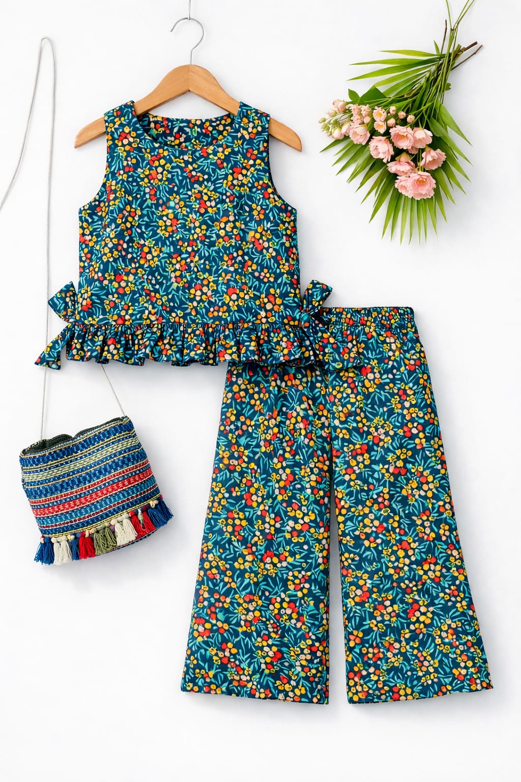 Multi Cherry Sleeveless Zinc Frock Pairs Girls ( R-455 )