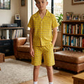 Yellow Check Collar Nicker Suit Boys ( R-486  R-99 )