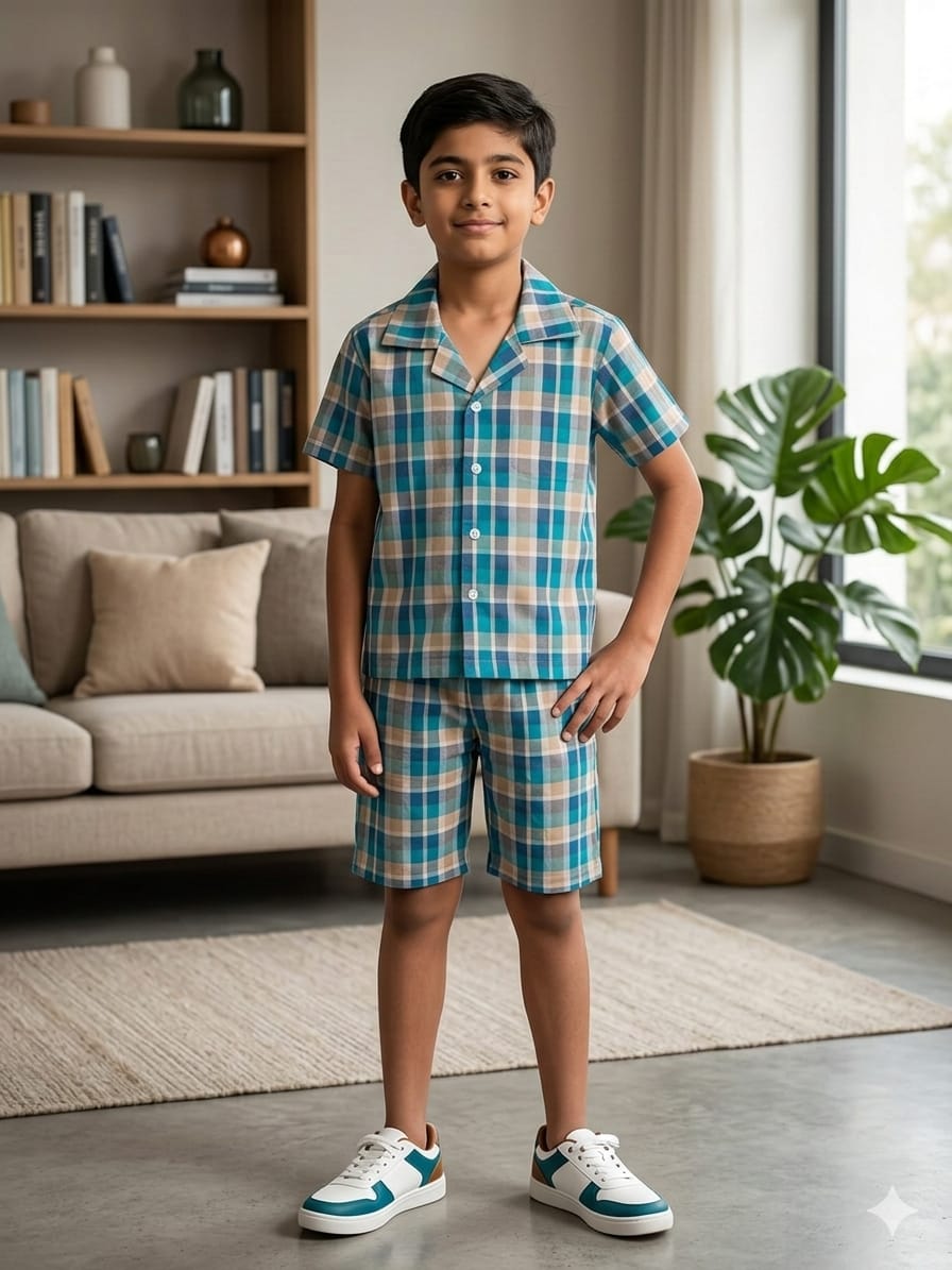 C Green Check Collar Nicker suit- Boys(R-82)