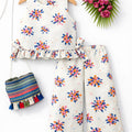 Multi Cherry Sleeveless White Frock Pairs- Girls ( R-418 )