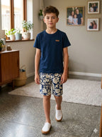 Simple Navy Cotton Nicker Suit Boys ( R-506 )